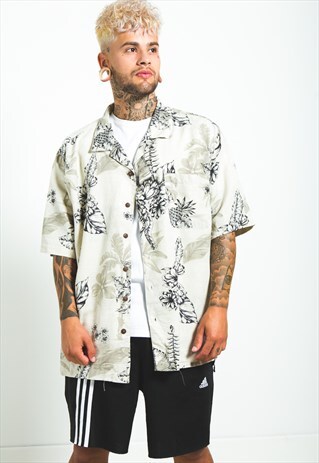 VINTAGE 80S HAWAIIAN SHORT SLEEVE SHIRT/ S6585