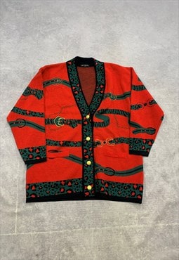 Vintage Abstract Knitted Cardigan Patterned Knit Sweater