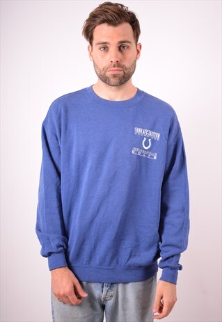 LEE MENS VINTAGE SWEATSHIRT JUMPER LARGE BLUE 90S