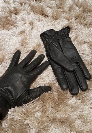 BLACK REAL LEATHER CLASSIC GLOVES