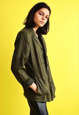 90'S RETRO SHIMMERING SCANDI MOM'S LINEN JACKET TOP
