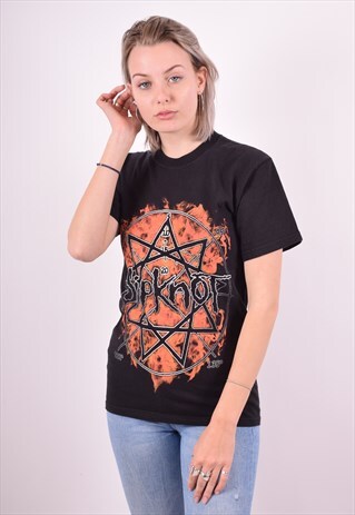 WOMENS VINTAGE T-SHIRT TOP SMALL BLACK 90'S