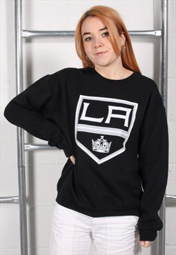 Vintage NHL Sweatshirt in Black Pullover Jumper Medium