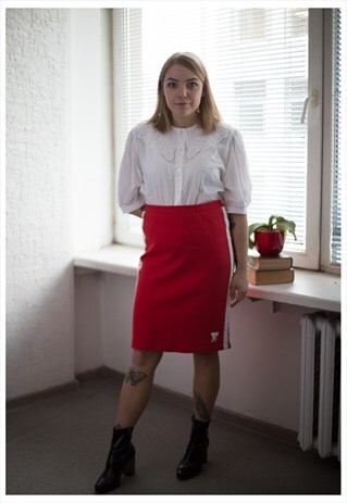 VINTAGE 90'S RED MIDI COTTON SKIRT
