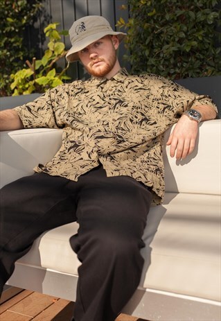 VINTAGE BEIGE HAWAIIAN BEIGE BAGGY SHIRT