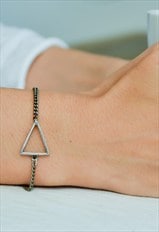 Triangle bracelet, silver chain with silver triangle charm