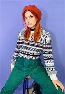 Vintage 90s Colourful Abstract Pattern Knit Jumper