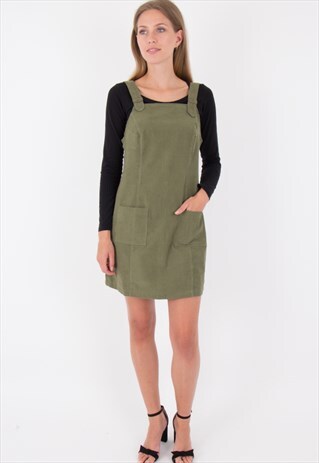 CORDUROY PINAFORE BIB SKATER DRESS