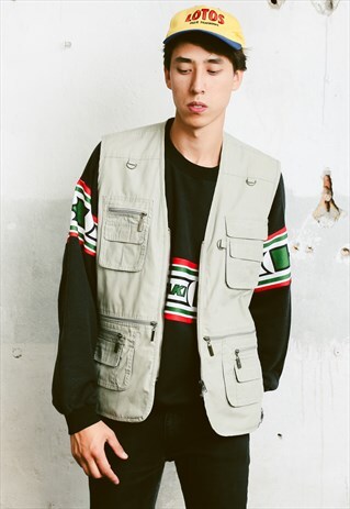 VINTAGE 90S UTILITY CARGO VEST GILET
