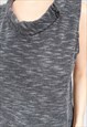 VINTAGE Y2K GRAY RIBBED MOCK NECK DRESS WITH POCKETS, MEDIUM