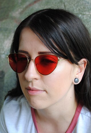 MOONCHILD RED TINTED CAT EYE SUNGLASSES