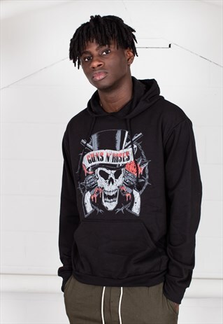 GUNS AND ROSES DISTRESSED SKULL UNISEX HOODY