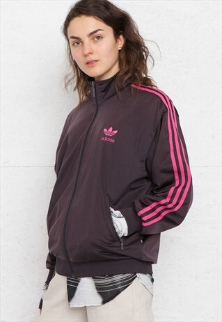 VINTAGE BLACK PINK ADIDAS ZIP TRACK JACKET