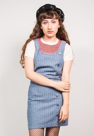 VINTAGE 90'S DENIM STRIPED FITTED DRESS