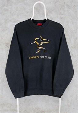 Vintage Black Sweatshirt Embroidered Iowa Hawkeyes Large