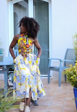 Flared skirt with pineapple pattern