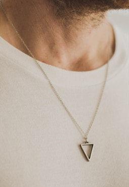 Triangle chain necklace for men silver geometric pendant him
