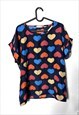 COLORFUL HEART PRINTED TEE / TOP / BLOUSE - XL