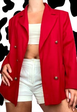 Vintage Y2K 90's/00's Bright Red Double Breasted Blazer