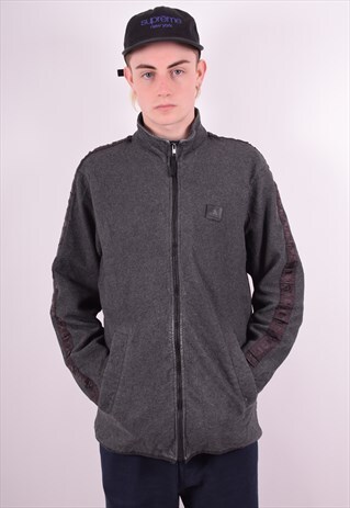 CALVIN KLEIN MENS VINTAGE FLEECE JACKET LARGE GREY 90'S
