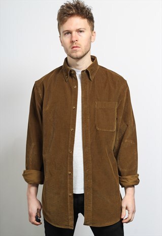 VINTAGE CORDUROY CORD SHIRT BROWN