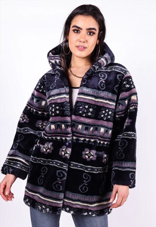 VINTAGE FAUX FUR PRINTED COAT J3811