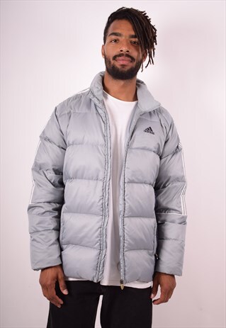 ADIDAS MENS VINTAGE PADDED JACKET SMALL GREY 90S