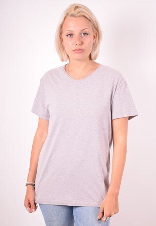 FILA WOMENS VINTAGE T-SHIRT TOP LARGE GREY 90S