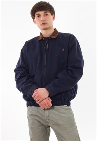 VINTAGE POLO RALPH LAUREN HARRINGTON 90S NAVY BLUE