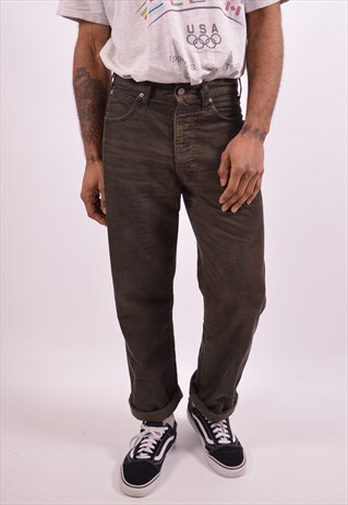 ARMANI JEANS MENS VINTAGE CORDUROY TROUSERS W30 L33 KHAKI 90