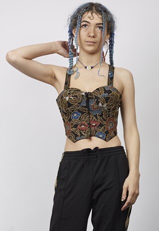 VINTAGE 90'S FLORAL BEADED BRALET