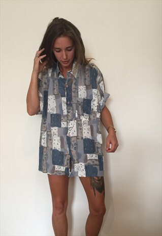 CRAZY PATTERNED OVERSIZED RETRO VINTAGE FESTIVAL SHIRT.