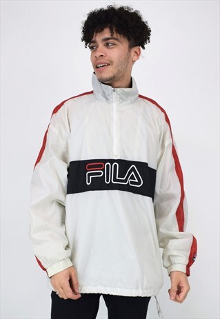 VINTAGE 90'S FILA CREAM, RED & BLACK 1/4 ZIP JACKET