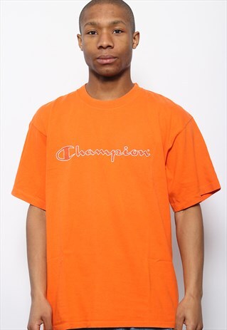 VINTAGE CHAMPION PRINT LOGO T-SHIRT ORANGE
