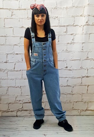 VINTAGE BLUE WASH DENIM DUNGAREES