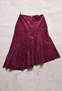 Women's Vintage 00s Plum Real Suede Skirt