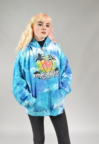 VINTAGE BLUE TIE DYE HOODIE