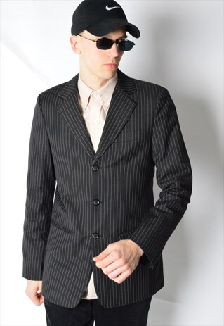 VINTAGE 90S BLACK STRIPED BLAZER
