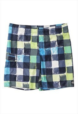 Vintage Quiksilver Navy Checked Swimming Shorts Mens