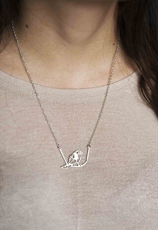 GRAPHIC BIRD NECKLACE (SILVER)