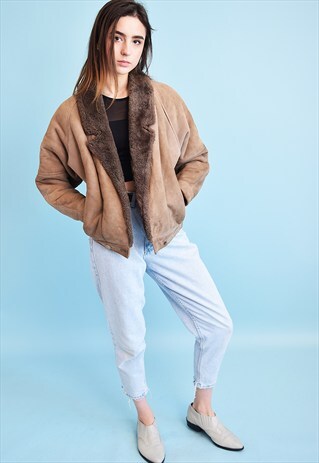 VINTAGE 70'S RETRO FAUX FUR SHEARLING SHERPA JACKET
