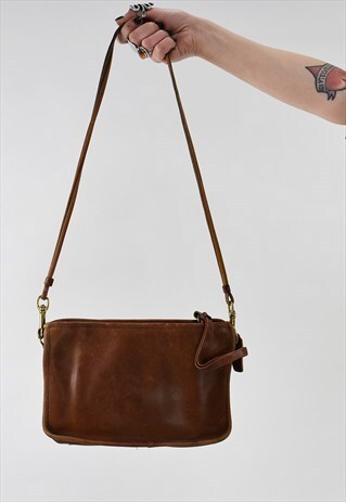 VINTAGE 80S COACH TAN LEATHER CROSS BODY/CLUTCH BAG