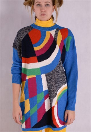 EARLY 90S VINTAGE COLOURFUL GRAPHIC PATTERN PULLOVER