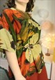 VINTAGE 70S COLOURFUL FLORAL FLOWERY FLOWERS SHIRT BLOUSE 20