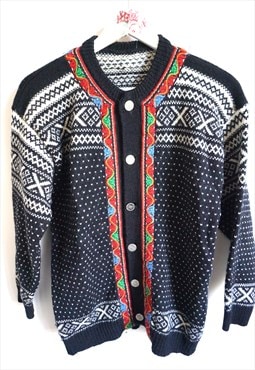 Vintage Norwegian Sweater Jumper Cardigan Wool Pullover