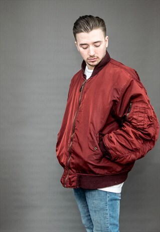 VINTAGE BURGUNDY BOMBER JACKET