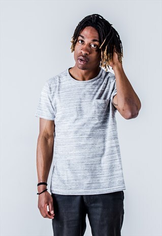 VINTAGE Y2K TOMMY HILFIGER STRIPED T-SHIRT IN GREY
