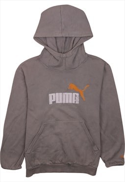 Vintage 90's Puma Hoodie Spellout Pullover Grey Large