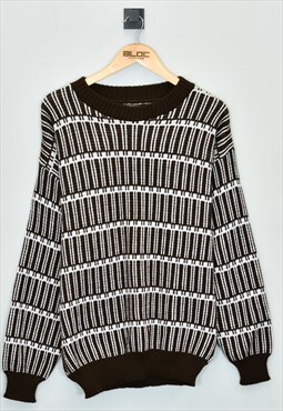 Vintage Patterned Sweater Brown XLarge