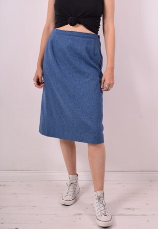 PENDLETON WOMENS VINTAGE SKIRT W30 BLUE 90S